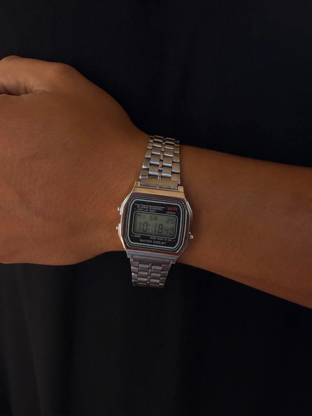 Silver Digital Retro Stainless Steel Watch
